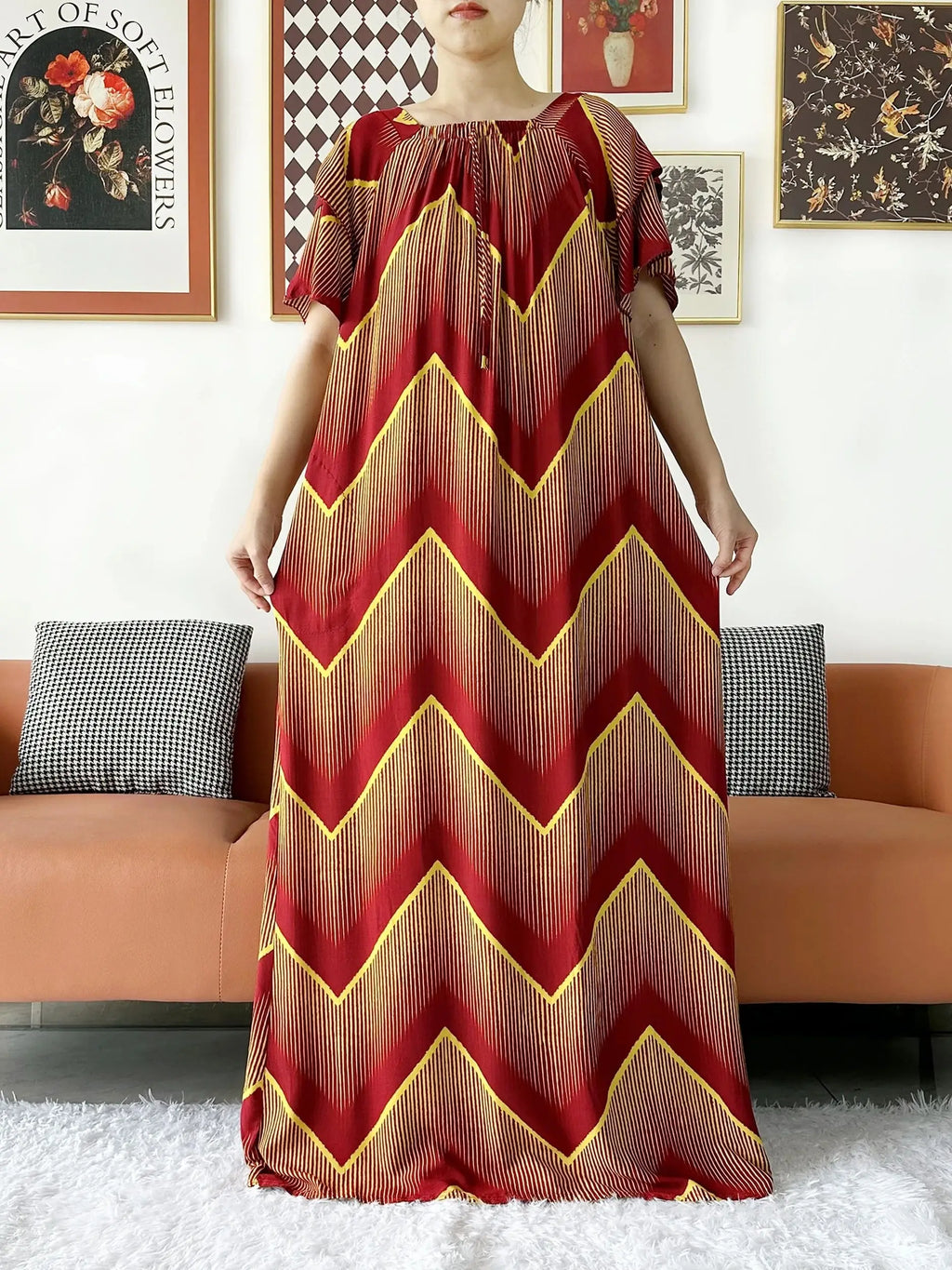 2024 New Muslim Dubai Abaay Women Cotton Dress With Big Scarf For Women Maxi Summer Short Sleeve Loose African Abaya Clothing