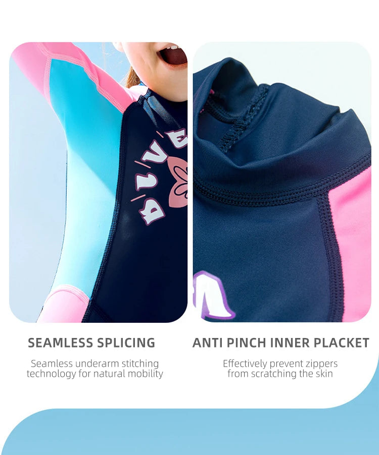 Children's Sunscreen Swimsuit Quick Drying Long Sleeved One Piece Sun Protection Diving Suit Floating Swimming Surfing Wetsuit
