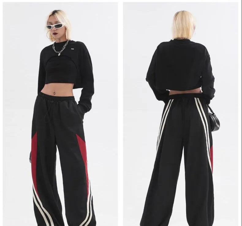 Y2K Streetwear Joggers Pants Women Casual Oversized Wide Leg Cargo Pantgs Trousers Tech Sweatpant Harajuku Parachute Baggy Pants