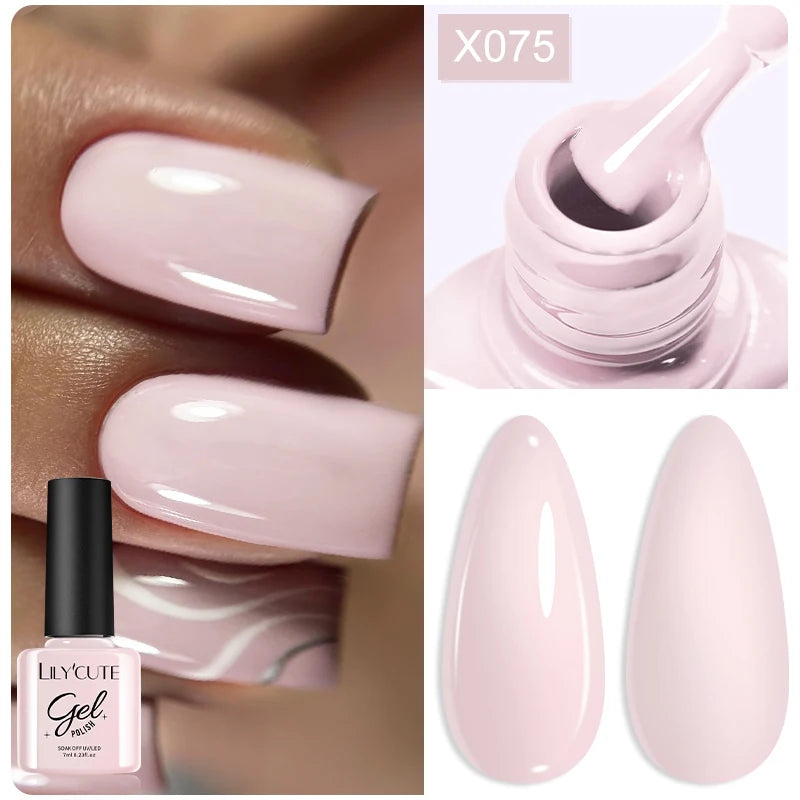 LILYCUTE 7ML Black White Color Gel Nail Polish Summer Colorful Gel Nail Art Semi Permanent UV Gel Soak Off UV LED Gel Varnishes