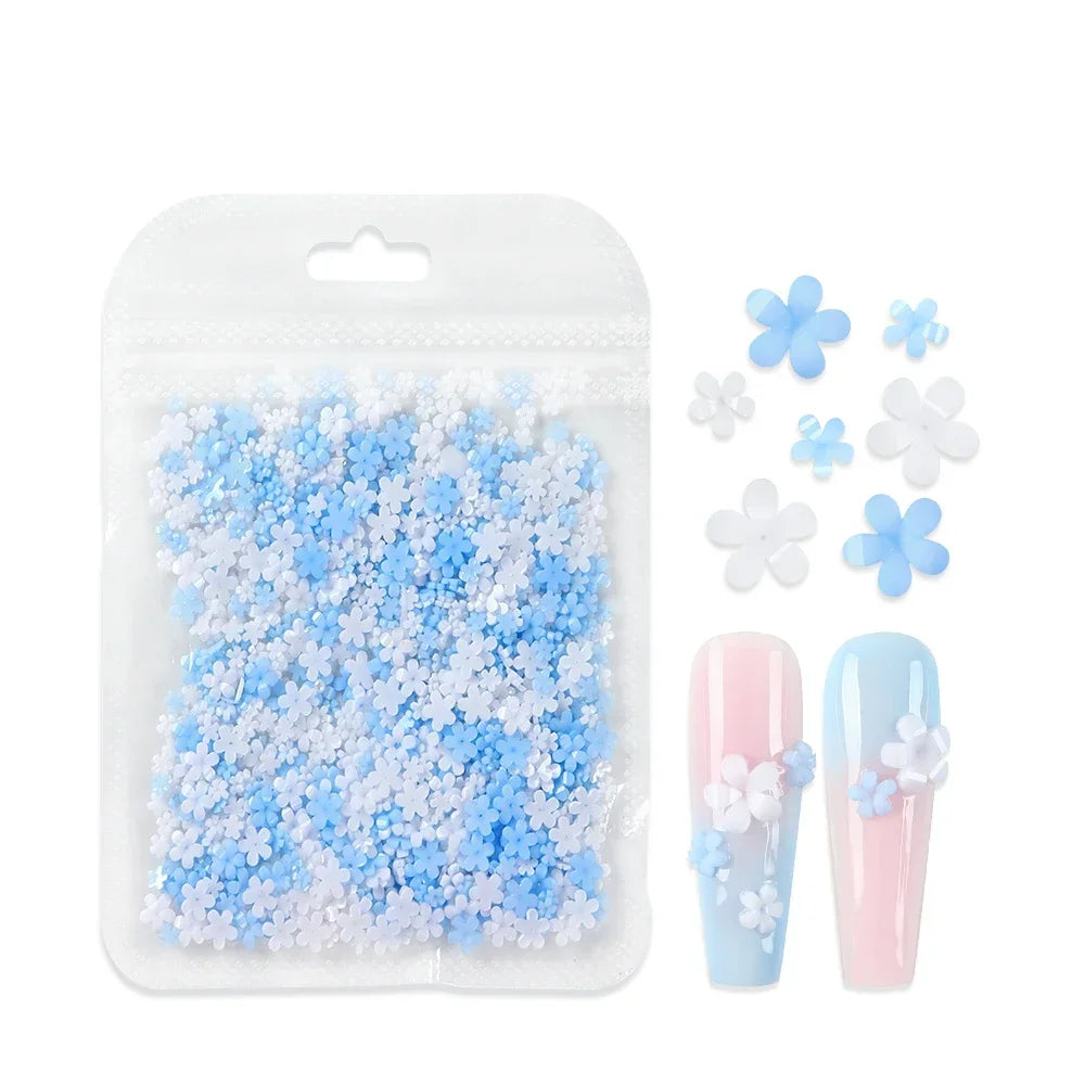 400pcs Acrylic Flower 3D Nail Art Decorations Spring Summer Resin Flower Nail Charms Design Rhinestones DIY Manicure Accessories