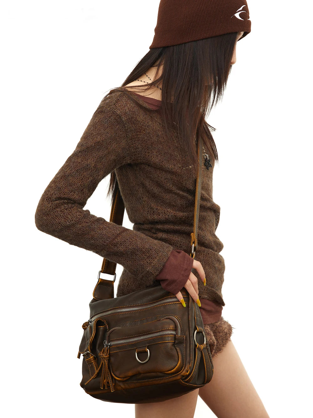 Annmouler Designer Women Shouler Bag Large Capacity Crossbody Bag Casual Soft Pu Leather Messenger Bag Multi-pocket Purses