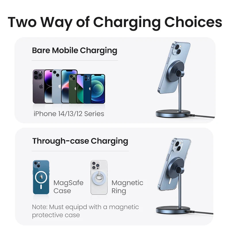 IL Special UGREEN Magnetic Wireless Charger 20W Max 2-in-1 Charging Stand For iPhone 14 Pro Max/iPhone 13/AirPods Fast Charger