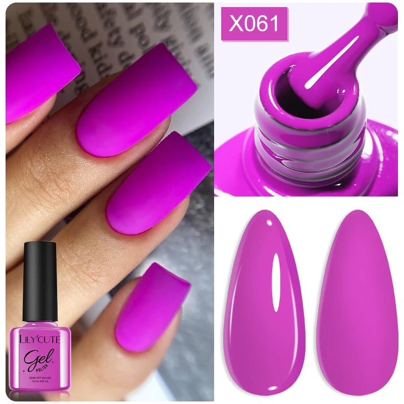 LILYCUTE 7ML Black White Color Gel Nail Polish Summer Colorful Gel Nail Art Semi Permanent UV Gel Soak Off UV LED Gel Varnishes