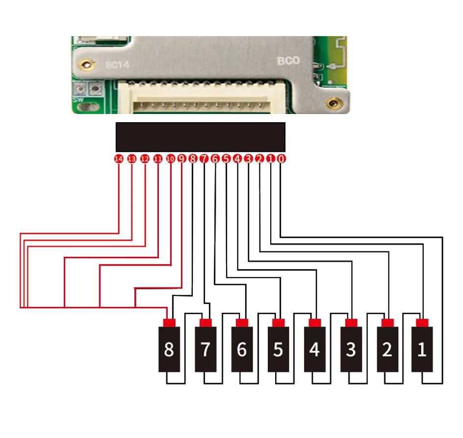 JiaBaiDa Automized Identify 7s-14s 7S 8S 9S 10S 11S 12S 13S 14S 20A 30A 40A 50A LFP NMC Smart BMS 24V 36V 48V