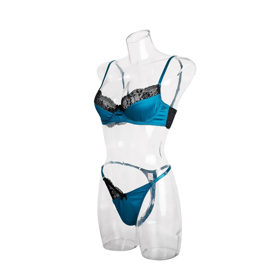 Patchwork Bra Brief Sets Navy Blue Lace Sexy Lingerie Fashion Thin Underwear Comfortable Panties New Arrivals Exotic Sets