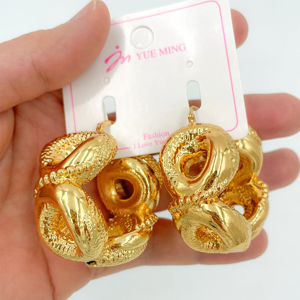 Dubai Large Party Earring  Plated Fashion Trend Jewelry African Nigerian Women Earrings