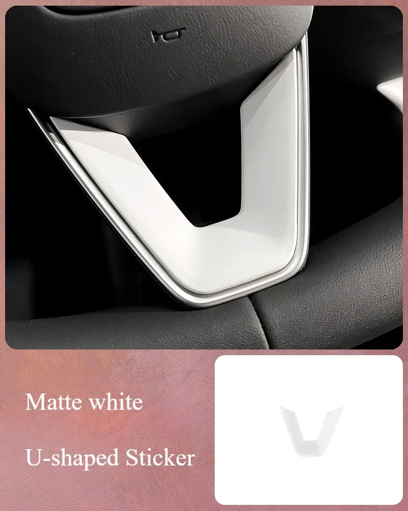 For Tesla Model 3 Highland 2024 Car Accessories Steering Wheel Patch Decorative Protective Cover Sticker Steering Wheel Sticker