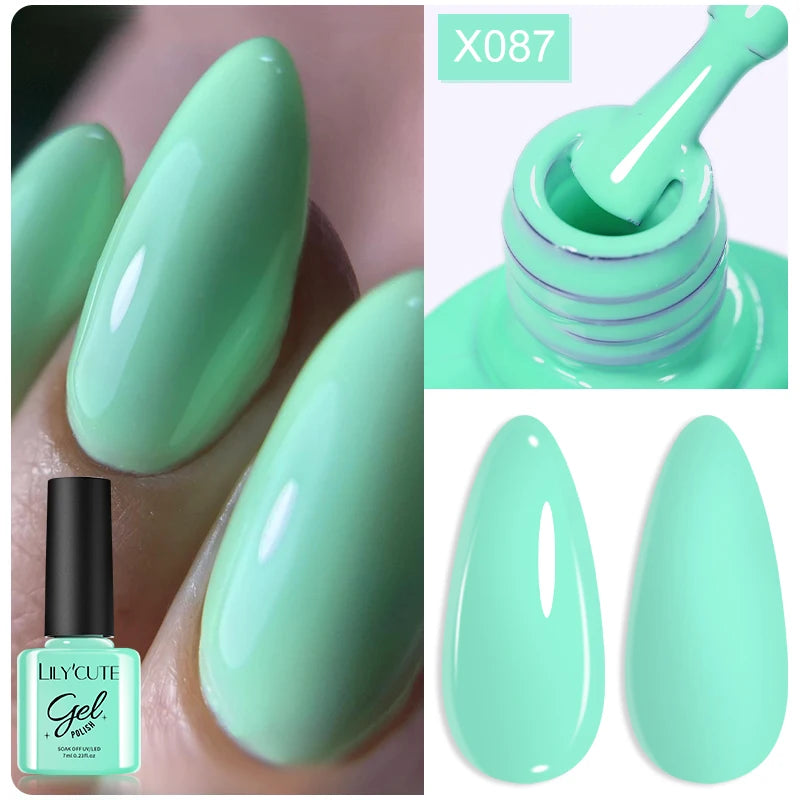 LILYCUTE 7ML Black White Color Gel Nail Polish Summer Colorful Gel Nail Art Semi Permanent UV Gel Soak Off UV LED Gel Varnishes