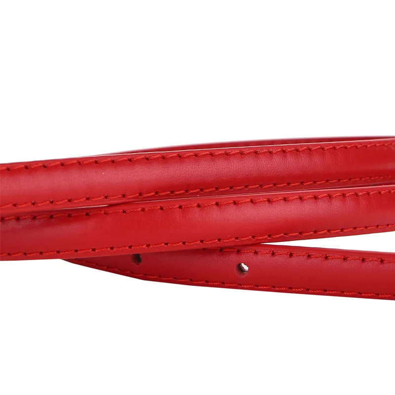 Fashionable Women's Thin Leather Belt Skinny Genuine Leather Belt with Pin Buckle for Jeans and Dresses