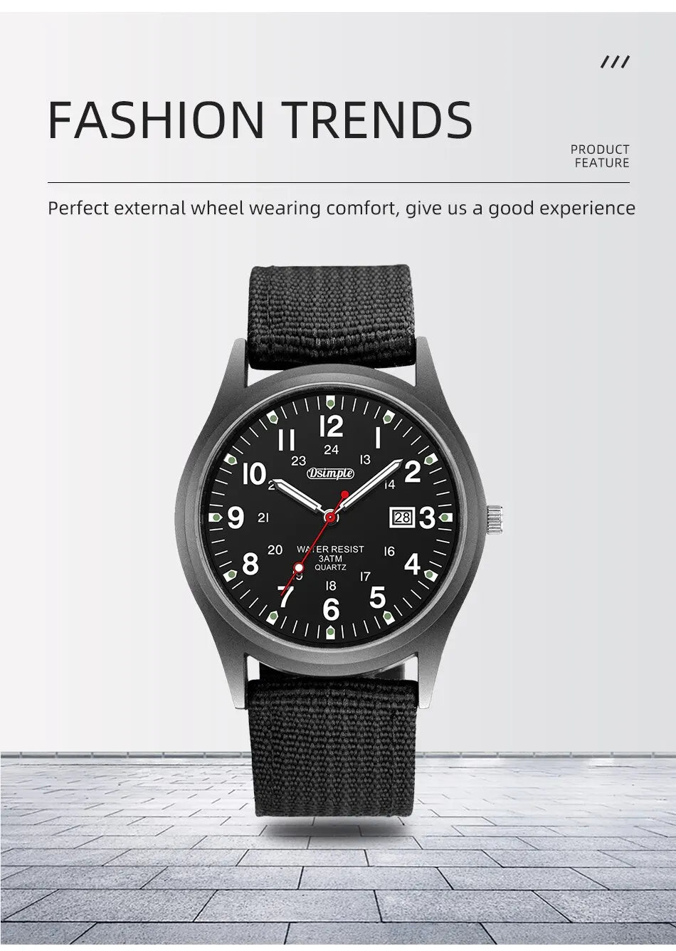 Fashion Mens Watches Luminous Hands Clock Luxury Military Sports Calendar Quartz Wristwatch Men Casual Nylon Watch Reloj Hombre