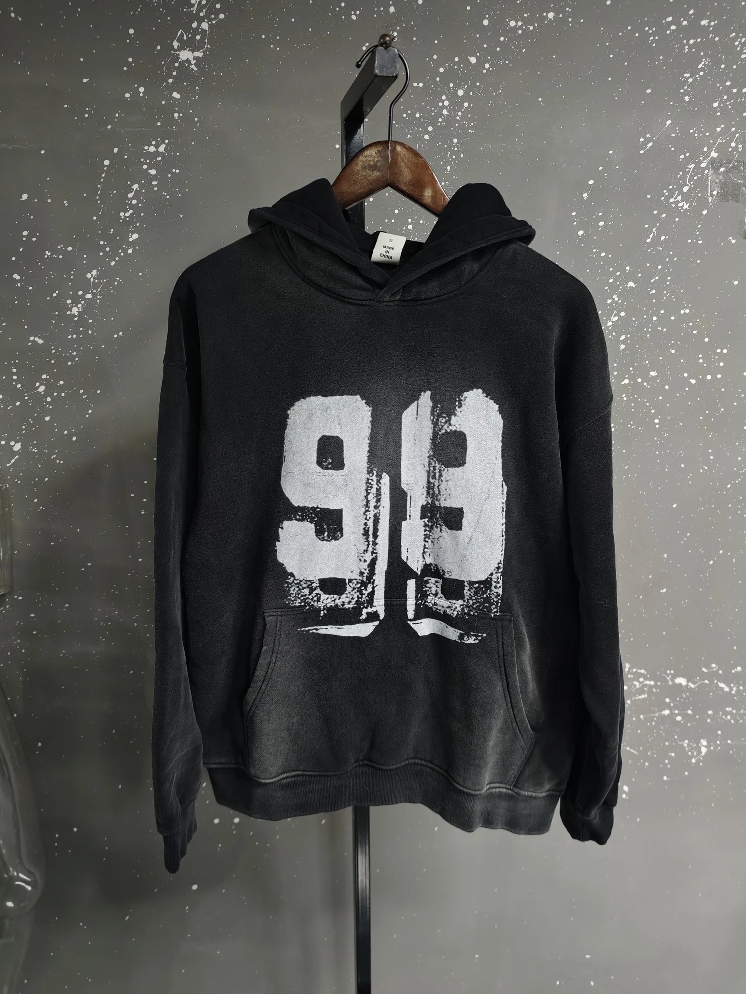 PFNW 2025 Spring High Street Vintage Washed Digital Padded Hooded Sweatshirt Men's American Loose Oversized Pullover Top 28W5695