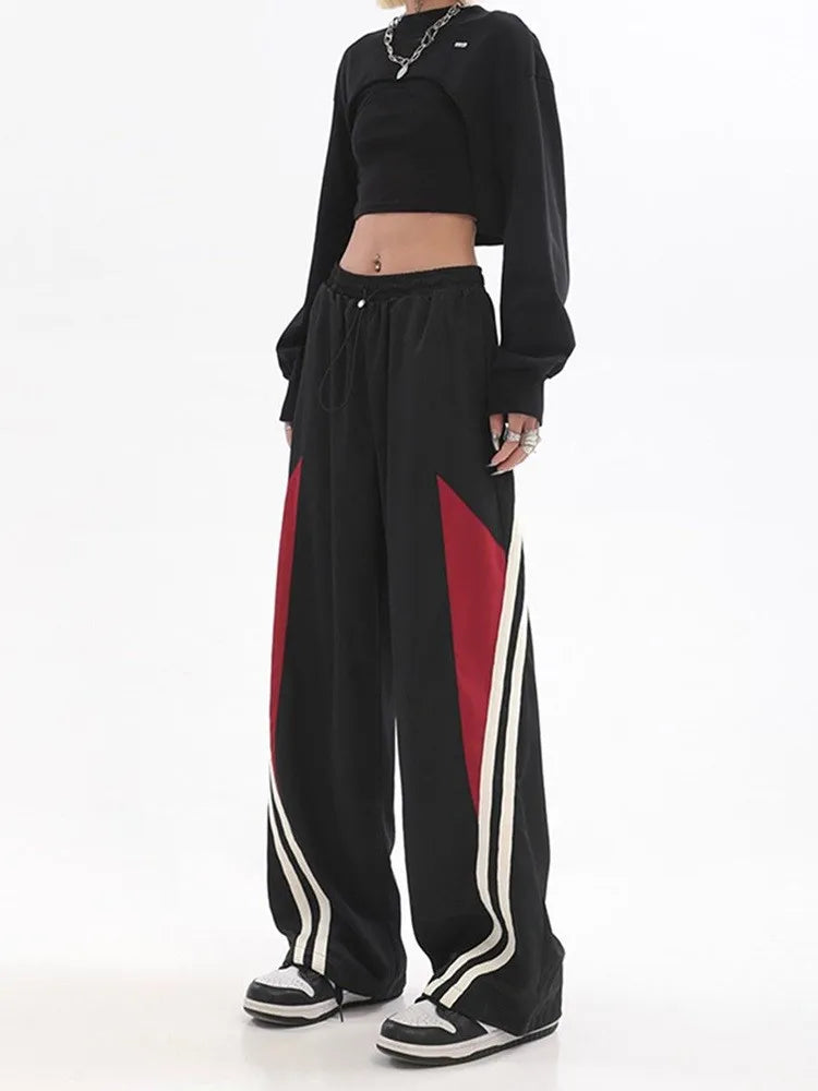 Y2K Streetwear Joggers Pants Women Casual Oversized Wide Leg Cargo Pantgs Trousers Tech Sweatpant Harajuku Parachute Baggy Pants