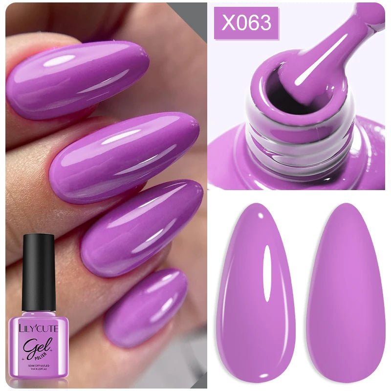 LILYCUTE 7ML Black White Color Gel Nail Polish Summer Colorful Gel Nail Art Semi Permanent UV Gel Soak Off UV LED Gel Varnishes