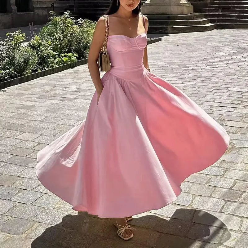 2025 Spring Summer Robe Femme Sexy Trendy Spaghetti Strap Slim Elegantes Style Suspender Party Dress Vestidos Streetwear Dresses