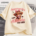 Highland Cow Funny Cows Printed Tshirt Retro Trendy Design T Shirt Cotton Short Sleeve T-shirt Men Women Casual Oversized Tops