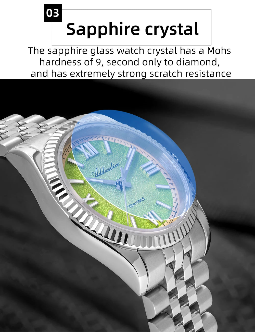 ADDIESDIVE 2025 NEW Colorful Dial Quartz Watch For Men VH31 Movement Stainless Steel Sapphire Glass 100M Waterproof Dive Watches