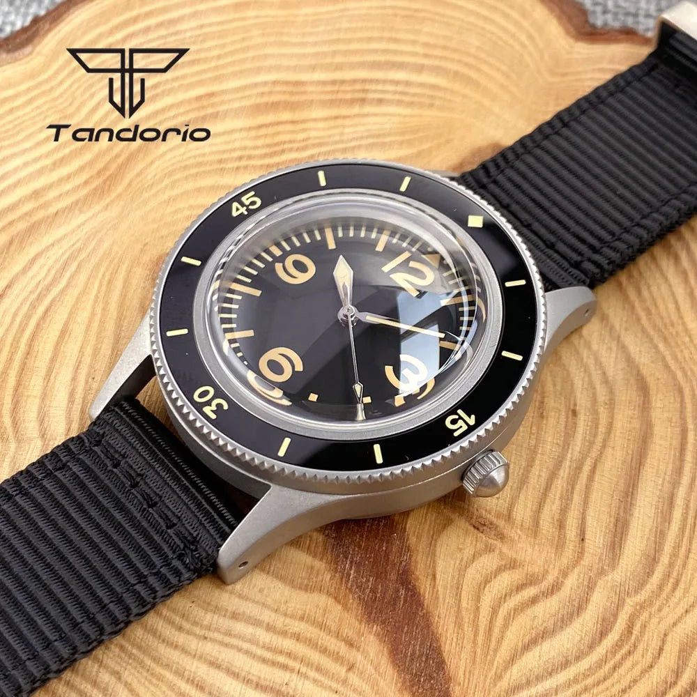 Tandorio Mechanical 40mm 50-Fathoms Style Men Watch Miyota8215/PT5000 Movt Domed Sapphire Glass Waterproof Wristwatch Luminous