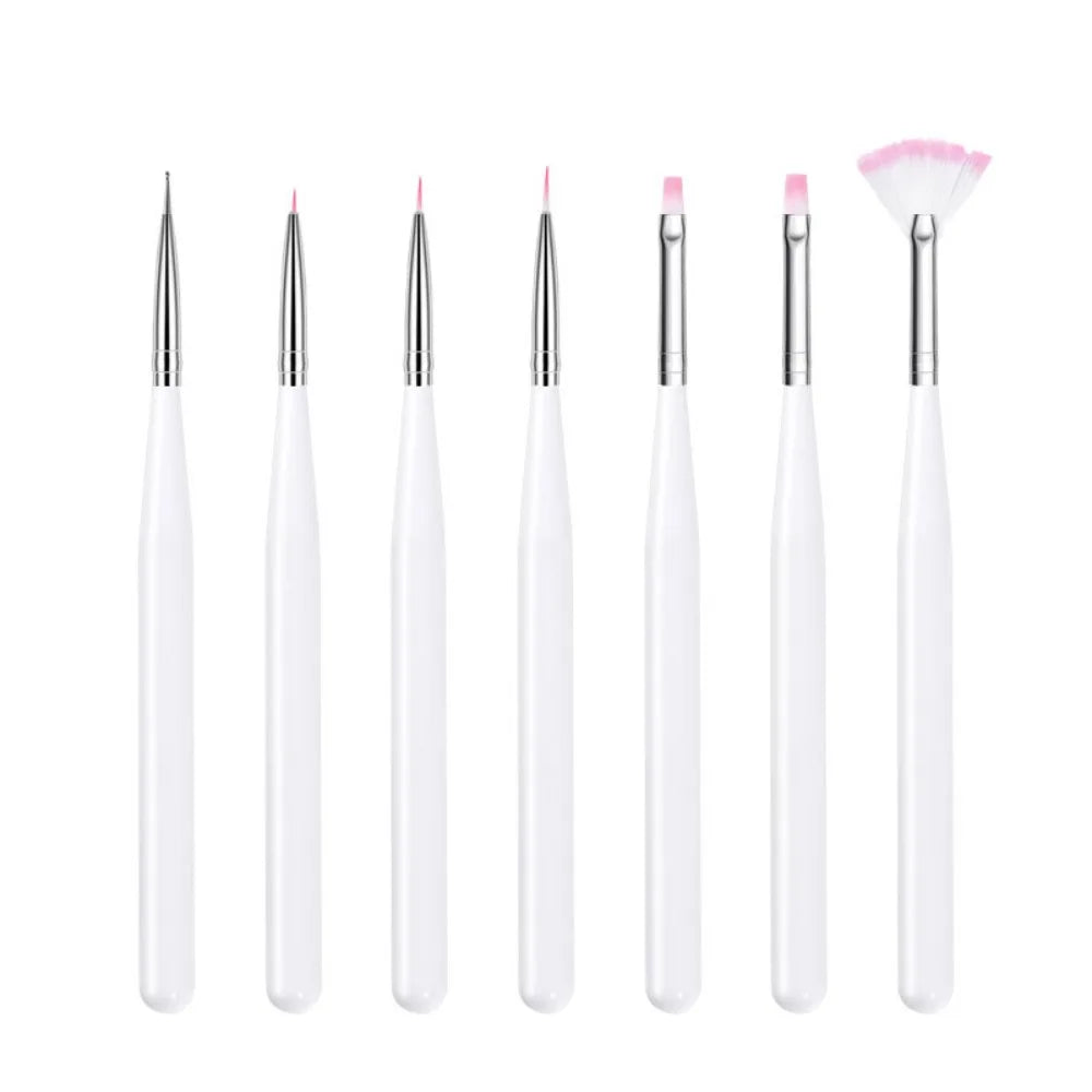 7Pcs/Set Nylon Hair UV Gel Acrylic Nail Art Builder Brush Pen Drawing Pens For Nail Design Nail Supplies For Professionals