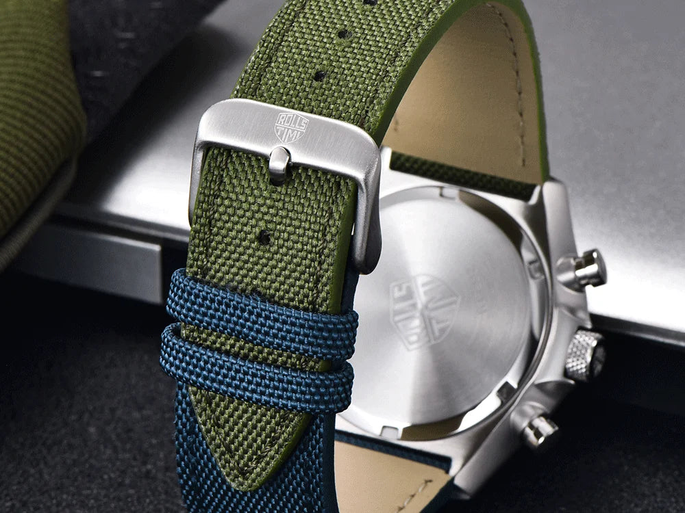 2026 new men's casual quartz watch top luxury sapphire TMI VD55 nylon men's chronograph waterproof sports men's watch luminous