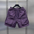 Men's Retro Multi Pocket Cargo Shorts Summer Thin Loose Straight Casual Outerwear Capris Solid Color Drawstring Short Pants
