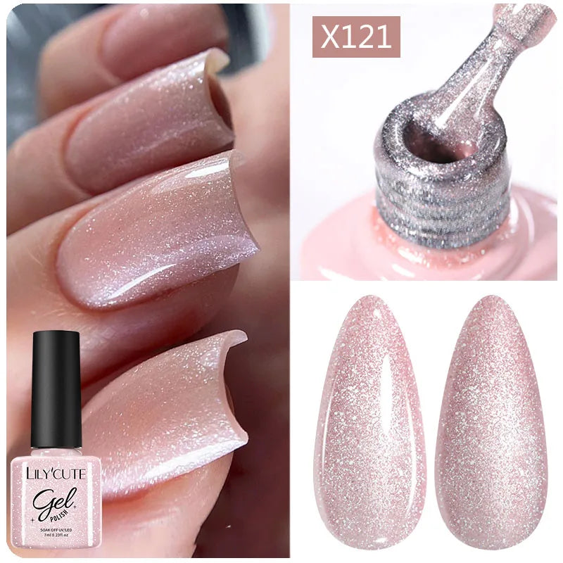LILYCUTE 7ML Black White Color Gel Nail Polish Summer Colorful Gel Nail Art Semi Permanent UV Gel Soak Off UV LED Gel Varnishes