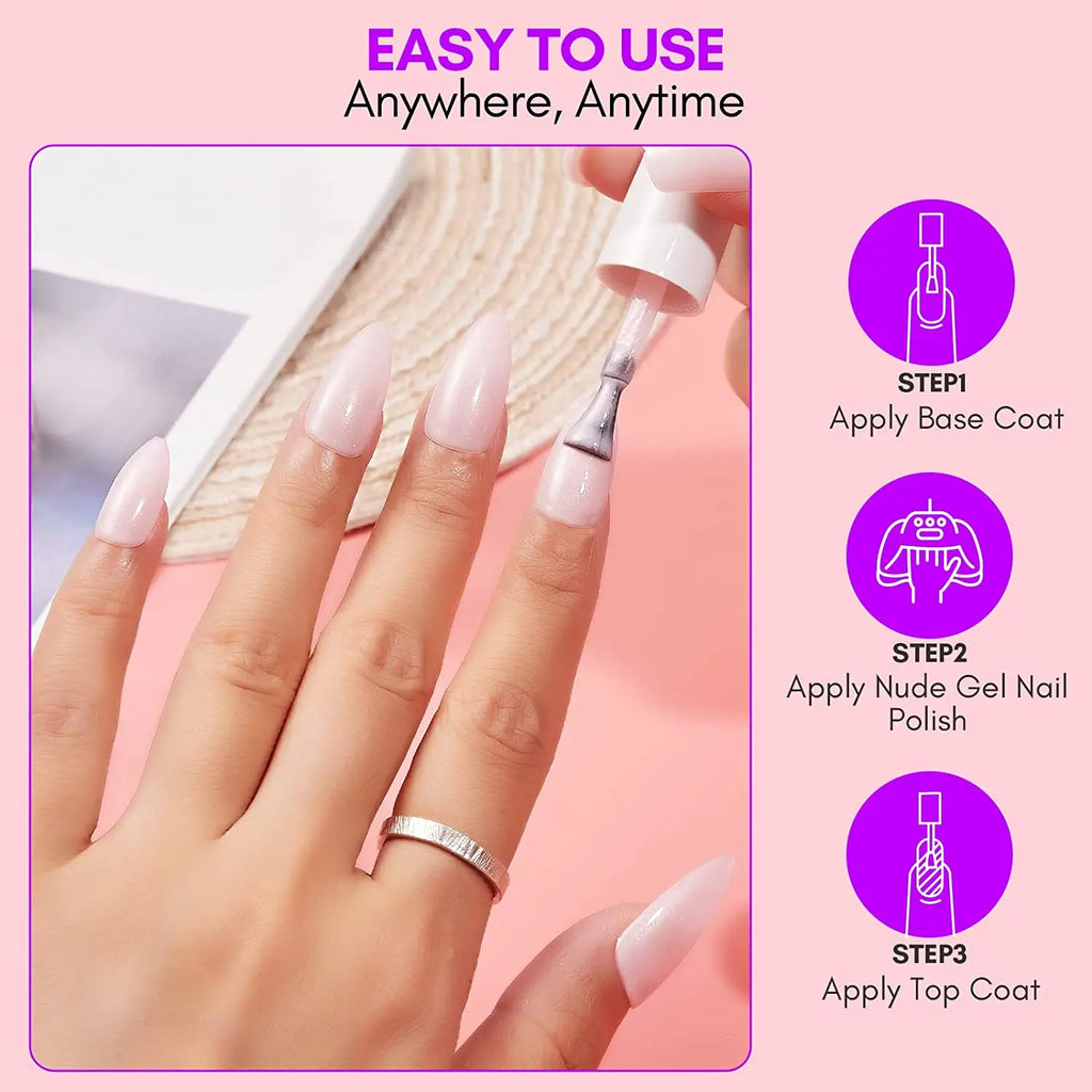 Makartt Gel Nail Polish, Natural Nude Jelly Pink Milky White Red Glitter Gel Polish 6PCS Summer 8ML Soak Off UV LED Gel Polish