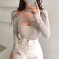 3XL Sets Women Slim Halter Camisoles Long Sleeve Tops 2 Pieces Korean Style Sexy Trendy Y2k Cropped  Spring Female Clothing