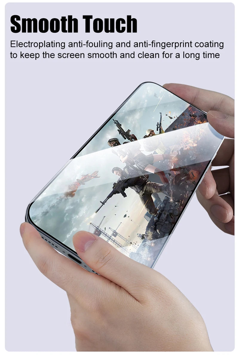 2PCS Dust Free Installation Tempered Glass For iPhone 16 15 14 13 12 11 Pro Max Plus Mini Screen Protector Full Protective Film