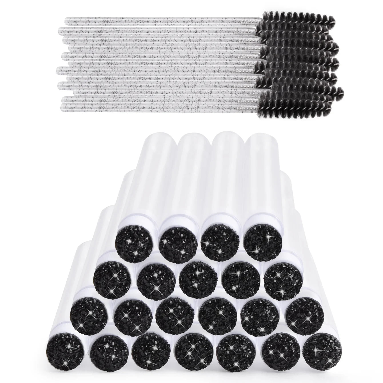 100Pcs Disposable Eyelash Brushes Reusable Eyelashes Brush Tube Mascara Wands Tubes Dust-proof Lash Spoolies Storage Makeup Tool