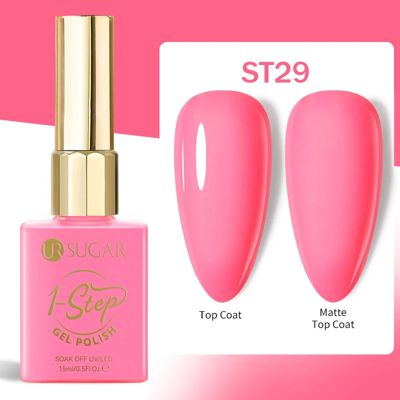 UR SUGAR 1-step Gel Polish 12ML Glitter Nail Spring Summer White Nude Pink Gel Nail Polish 3 IN 1 No Need Base Gel and Top Coat