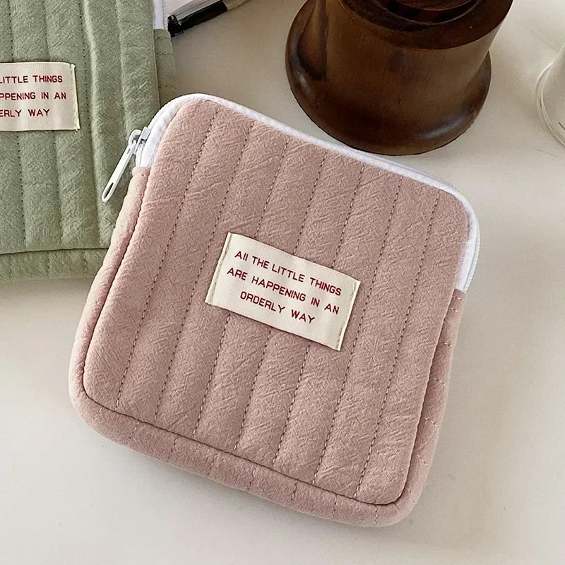 Women Small Cosmetic Bag Zipper Girls Mini Sanitary Napkins Makeup Lipstick Bags Travel Earphone Coin Organizer Pouch Bags