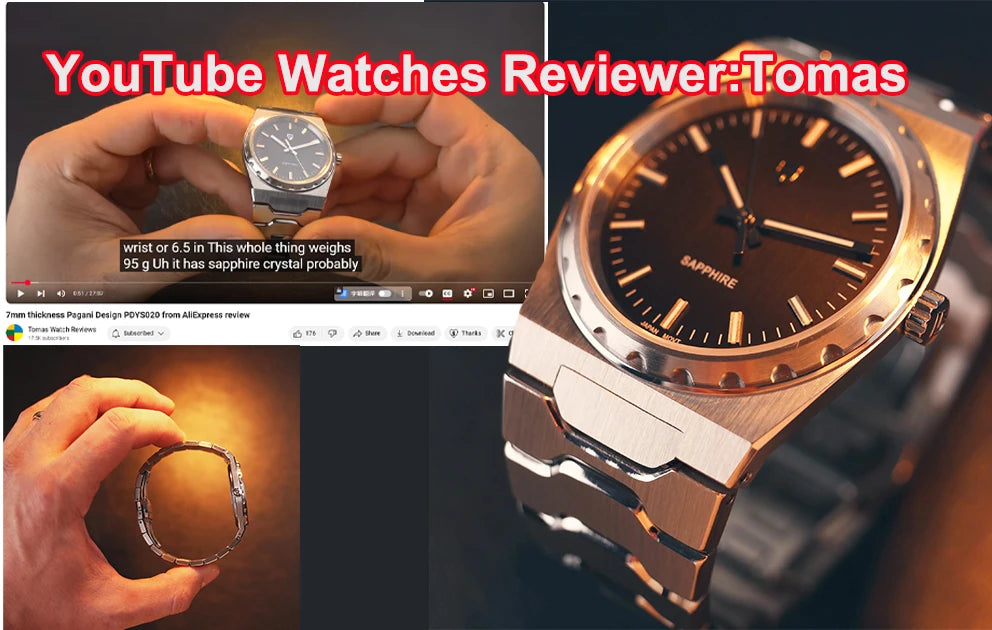2025 V2 PAGANI DESIGN 222 men's Quartz Watch VJ21 37MM Sapphire Stainless steel Waterproof luminous Watches for men PDYS020