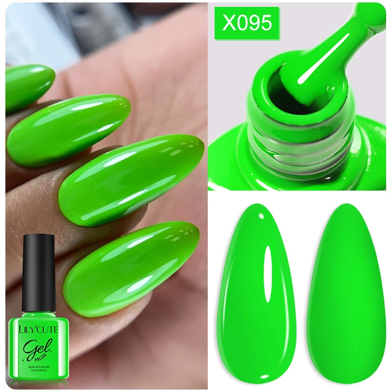 LILYCUTE 7ML Black White Color Gel Nail Polish Summer Colorful Gel Nail Art Semi Permanent UV Gel Soak Off UV LED Gel Varnishes