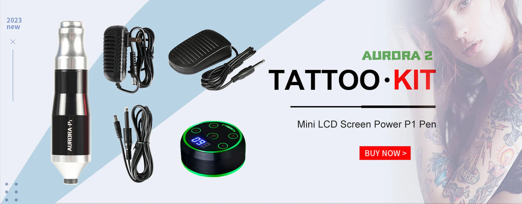 Professional Mini AURORA LCD Tattoo Power Supply With Adaptor for Coil & Rotary Tattoo Gun Machines