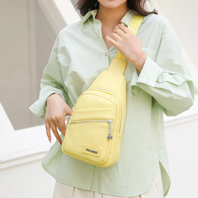 Women Bag Chest Bag Summer Creative Style Shoulder Wear Resistant Messenger Bag PU Leather Crossbody Bag Sling Bags for Woman