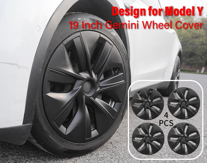 Hubcaps Design for Tesla Model Y 2020-2024 19Inch Gemini Wheel Cover Cap Automobile Cover Wheel Cover Replacement Accessories