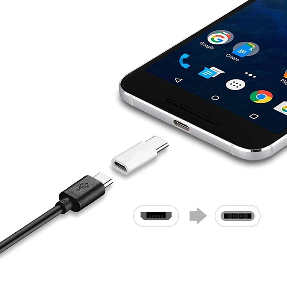 1PCS/5PCS Micro USB Female To Type C Male Adapter Mobile Phone Android Converter Micro-B To USB-C Data Cable Connector