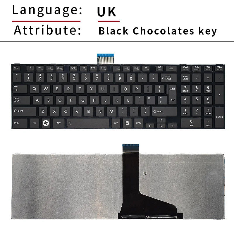 US Russian UK Black Laptop Keyboard For Toshiba Satellite C850 C850D C855 C855D L850 L850D L855 L855D L870 L870D P-11B96GB-528
