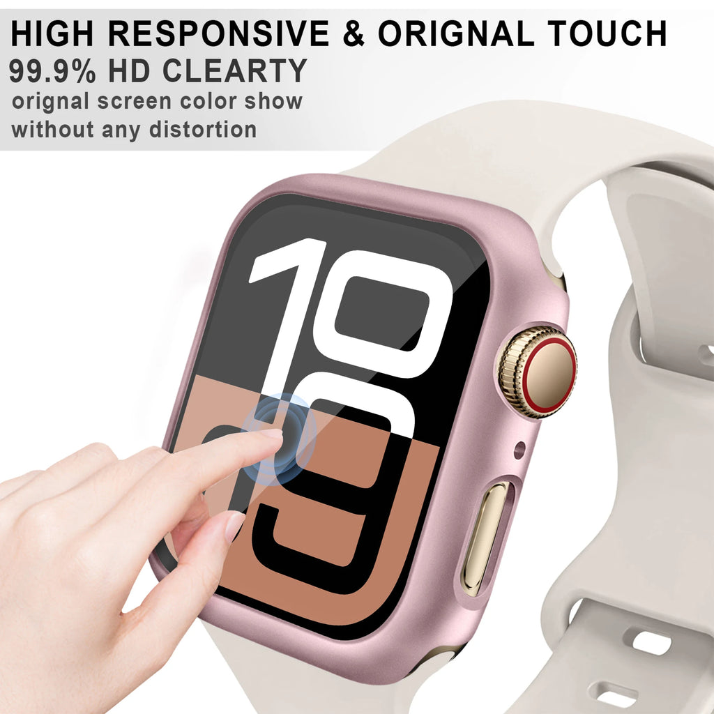 Case For Apple Watch Screen Protector 46mm 42mm Accessories HD Tempered Glass Hard PC Bumper Cover iWatch Series 10 Protective