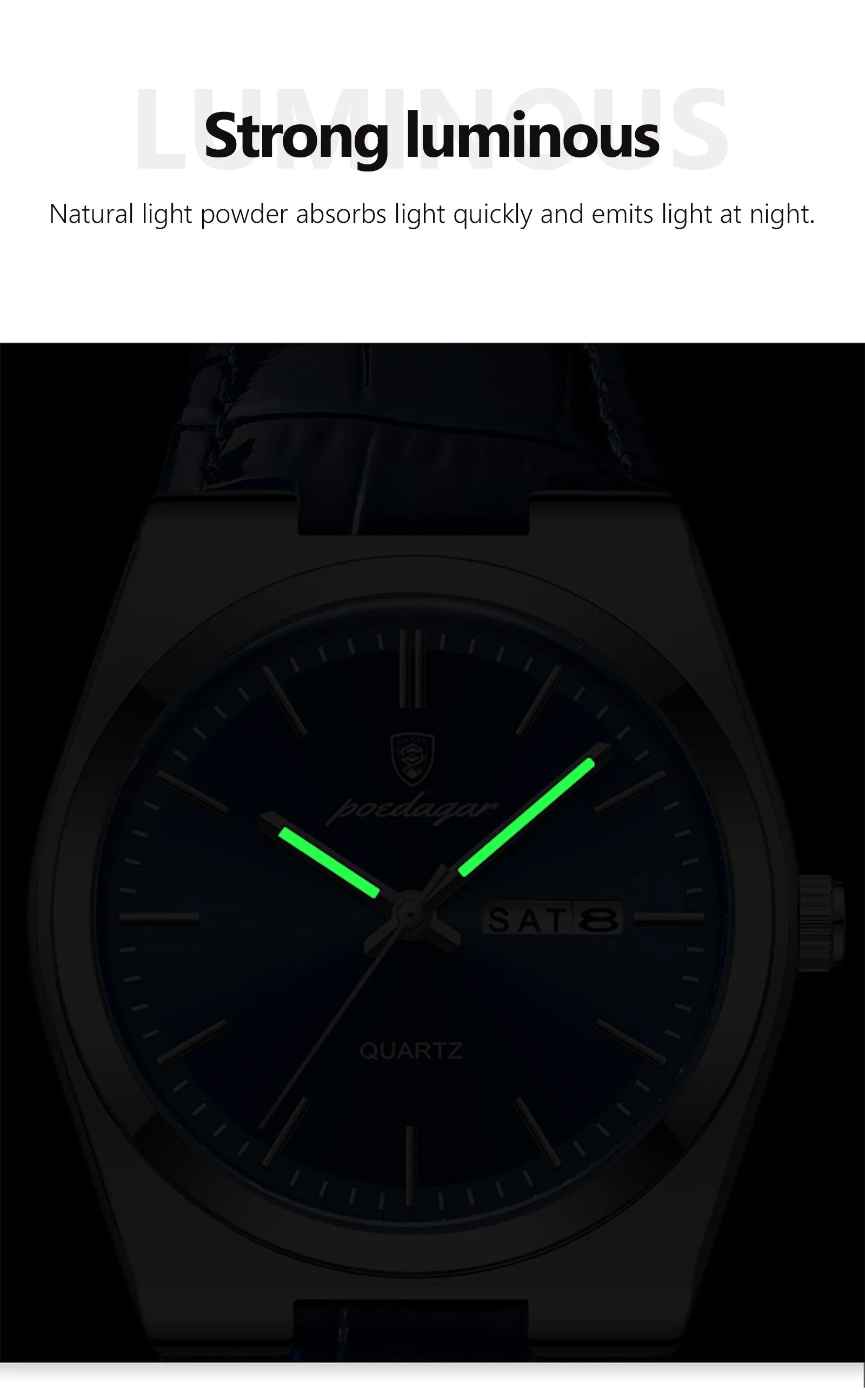 POEDAGAR Luxury Watch for Men Military Leather Man Wristwatch Quartz Clock Waterproof Luminous Date Week Men's Watches Reloj+box