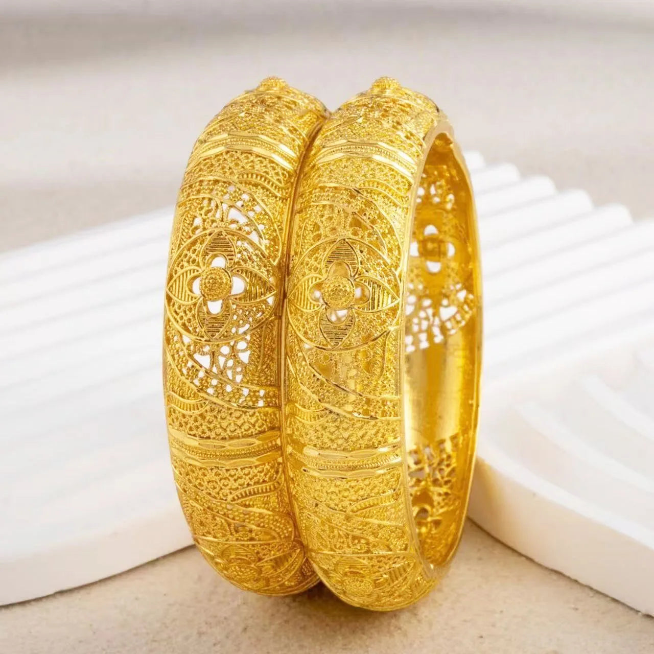 Dubai Gold Bangle for Women, Arab Islamic Luxury Gold Plated Cuff Bangle, Ethiopian 24K Gold Plated Bracelet, Middle East Weddin
