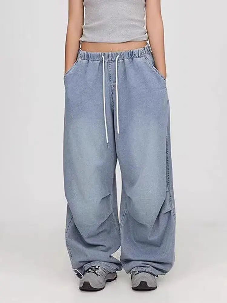 Street Dance Trendy Blue Hip-hop Retro Jeans Women's Versatile American Dancing Pants Jazz Casual Pants Woman Clothes Ladies Y2k