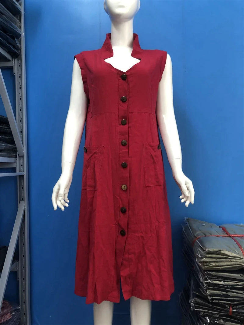 Elegant Casual Double Pocket Patchwork Dresses Women Solid Color Daily Commuter Dress Female Lapel Single-breasted Cardigan Gown