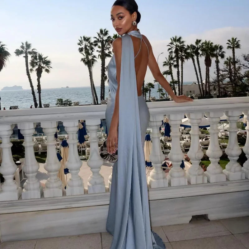 Sexy Ribbon Sleeveless Long Dress Women Elegant Slim Stain Backless Lace Up Party Dresses 2026 Fashion Solid Holiday Robe Lady