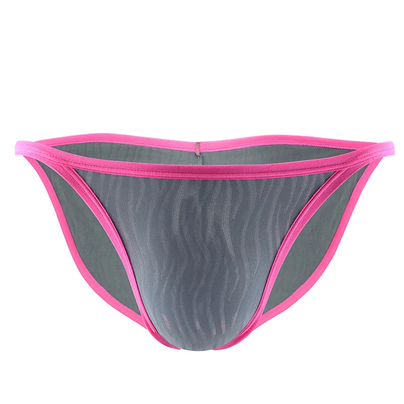 New Arrivals Striped Underpants Mens Mesh Underwear Briefs Low Rise Transparent Breathable Panties Hombre Briefs