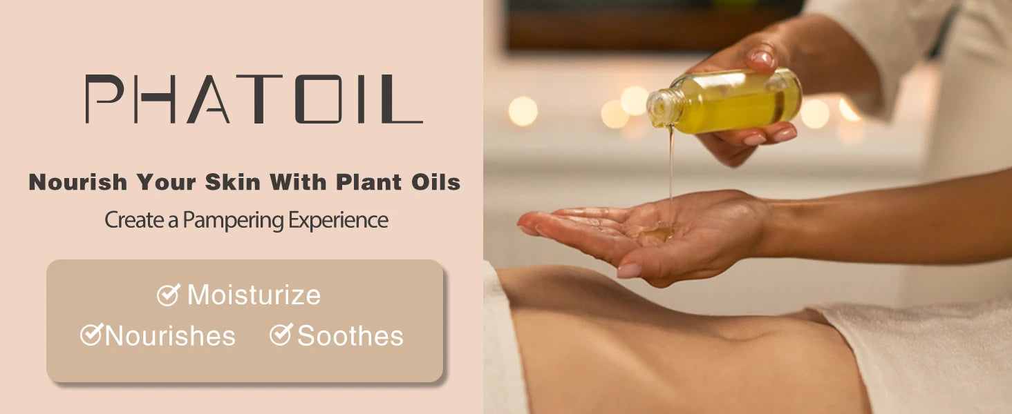 PHATOIL 260ml Body Oil For Moisturizing & Soothes Skin Ginger Grapefruit Rose Lavender Massage Body Oils Long-Lasting Fragrance