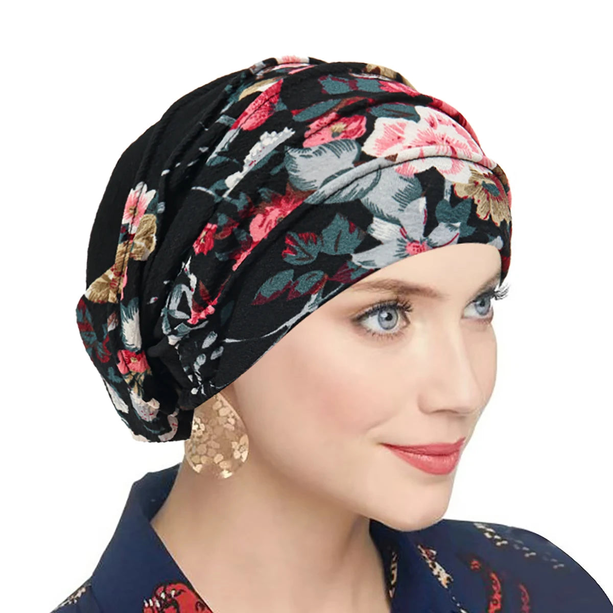 Trendy Printed Flower Cap Night Sleeping Cap Muslim Women Hijab Leopard Bonnet Ladies Headscarf Convenient Hat Wrap