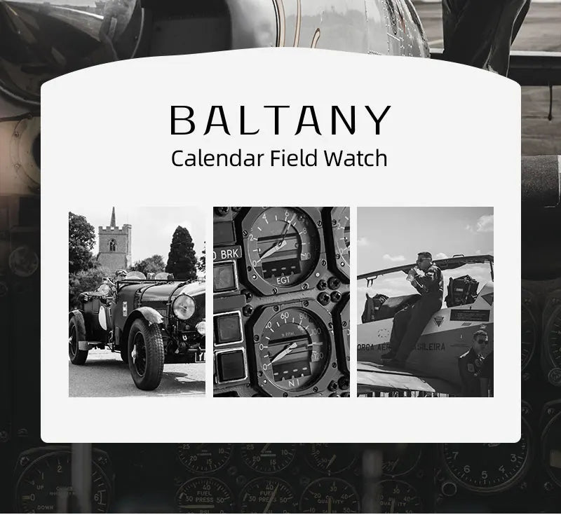 Baltany Military Field Watch S2049 Sapphire Calendar 24H Indicator Luxury Men's NH35 Auto Mechanical Homage Waterproof Watches