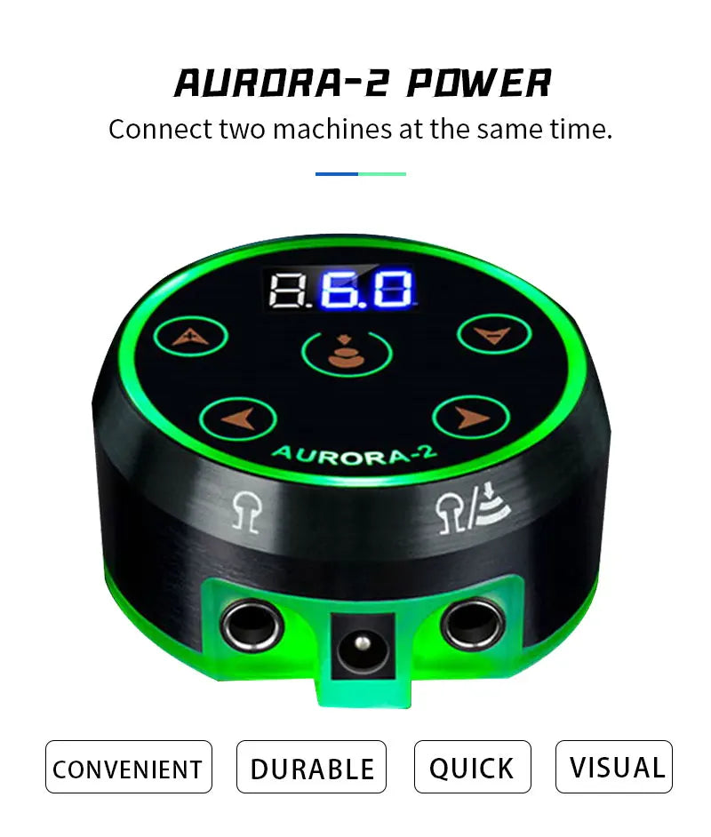 Professional Mini AURORA LCD Tattoo Power Supply With Adaptor for Coil & Rotary Tattoo Gun Machines